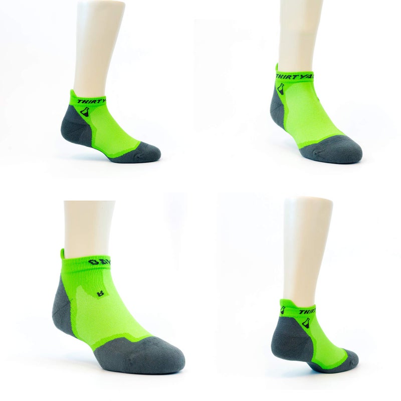 Thirty48 Ultralight Athletic Running Socks for Men and Women with Seamless Toe, Moisture Wicking, Cushion Padding (Medium - Women 7-8.5 // Men 8-9.5, [3 Pairs] Green/Gray) - Image 3